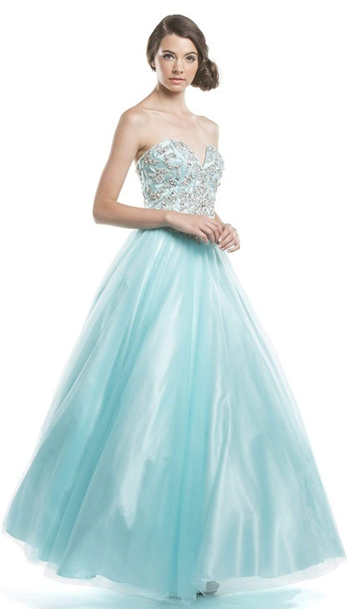Image of Aspeed Design - Crystal Embellished Strapless Evening Gown