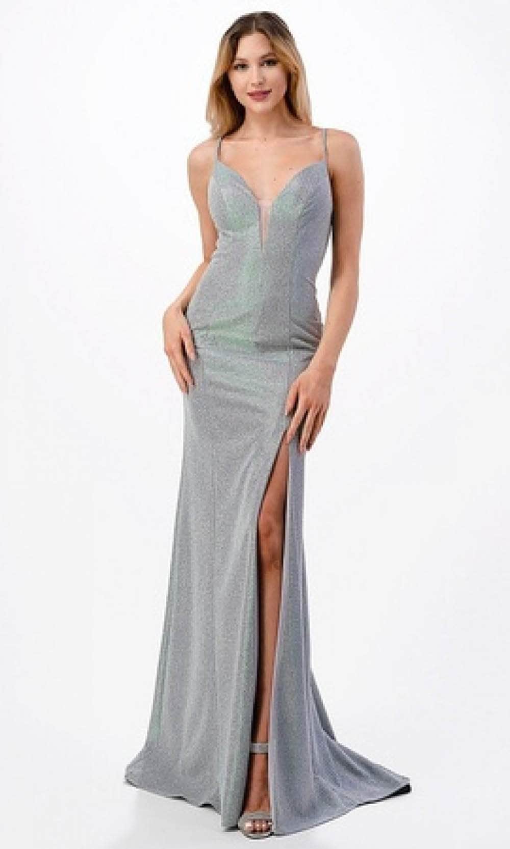 Image of Aspeed Design D571 - Sleeveless Plunging Neck Prom Dress