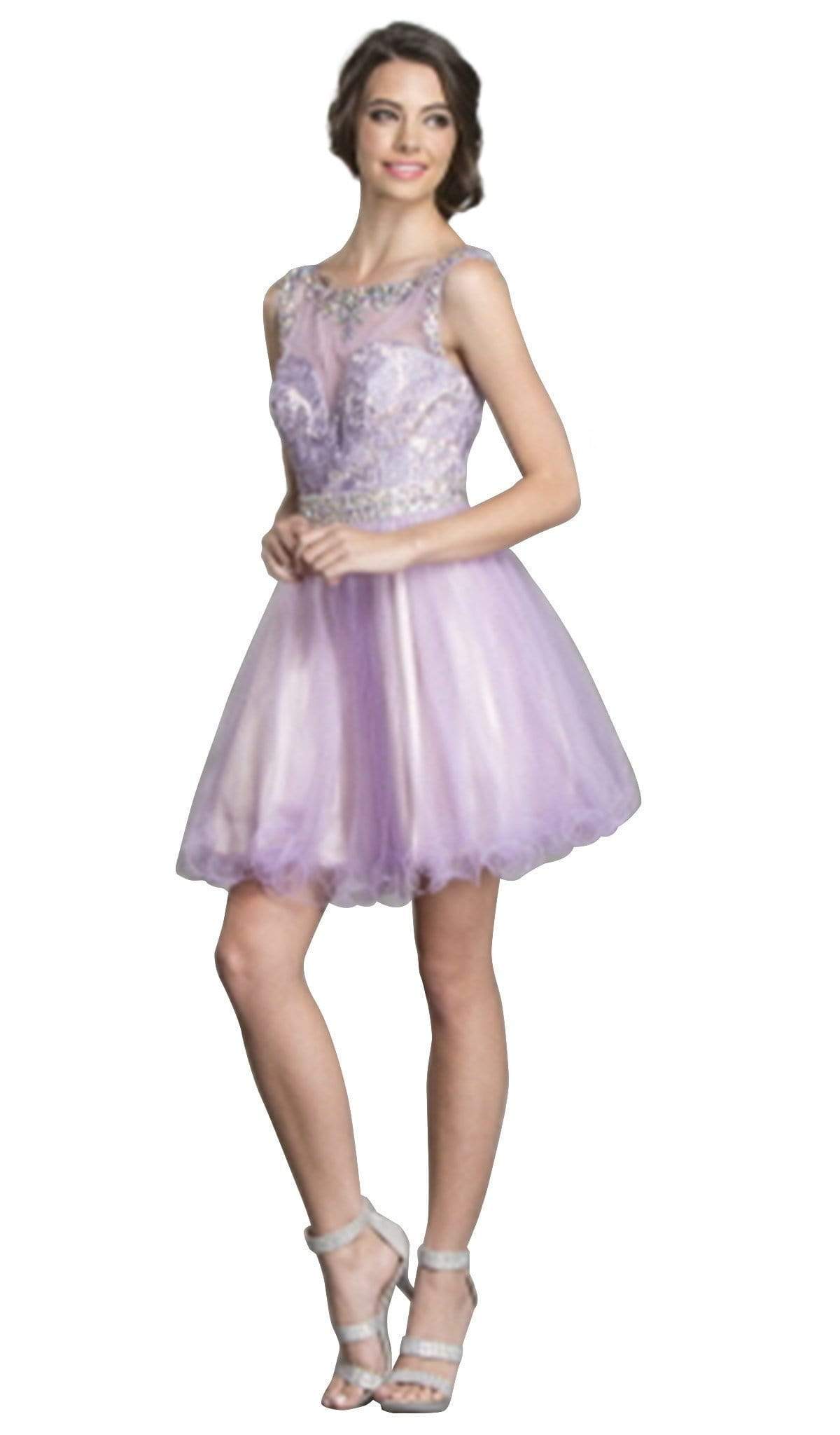 Image of Aspeed Design - Embellished Illusion Bateau Homecoming Dress