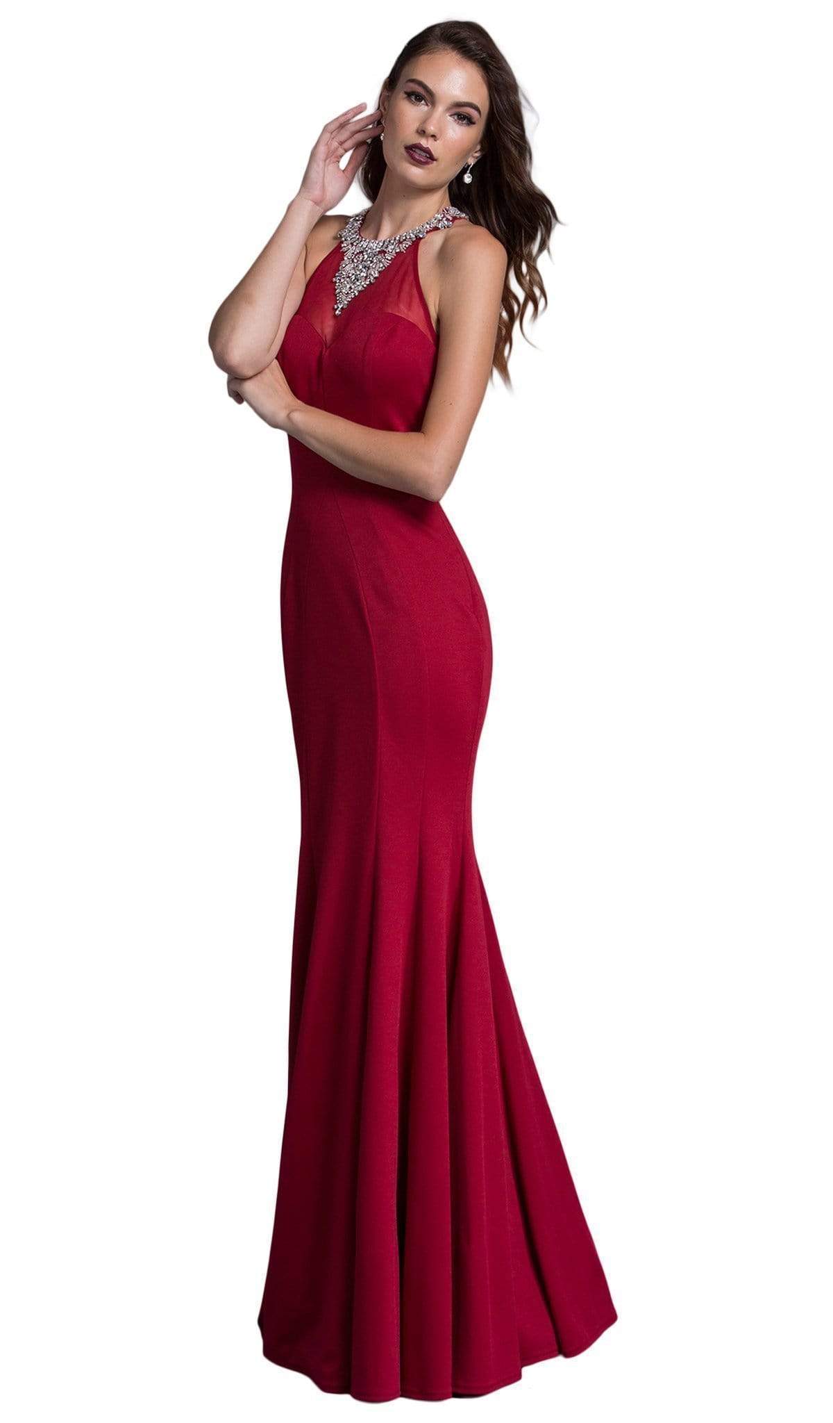 Image of Aspeed Design - Embellished Illusion Halter Prom Fitted Dress