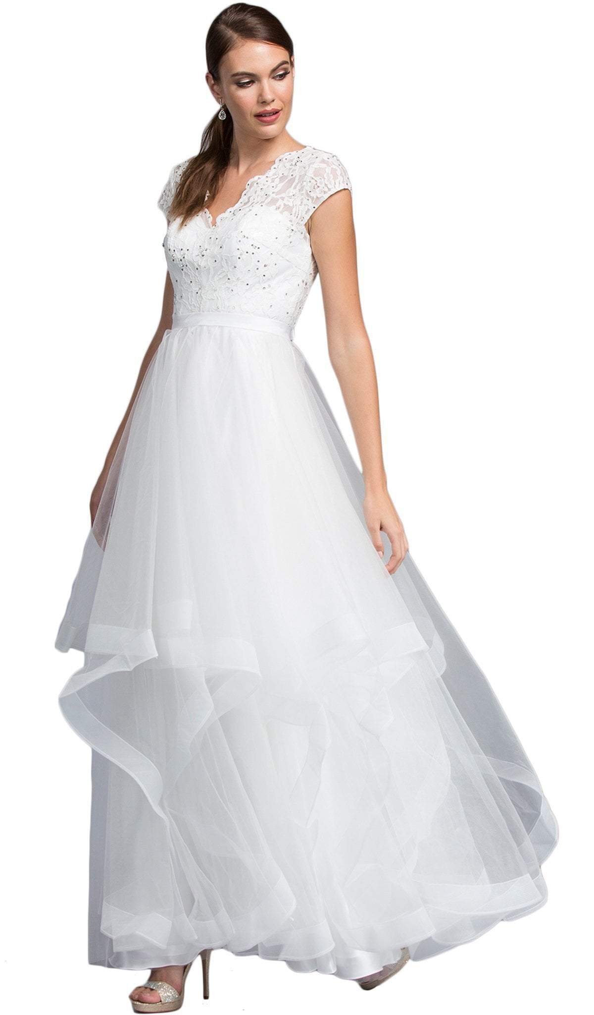 Image of Aspeed Design - Embellished Lace V-neck A-line Prom Dress