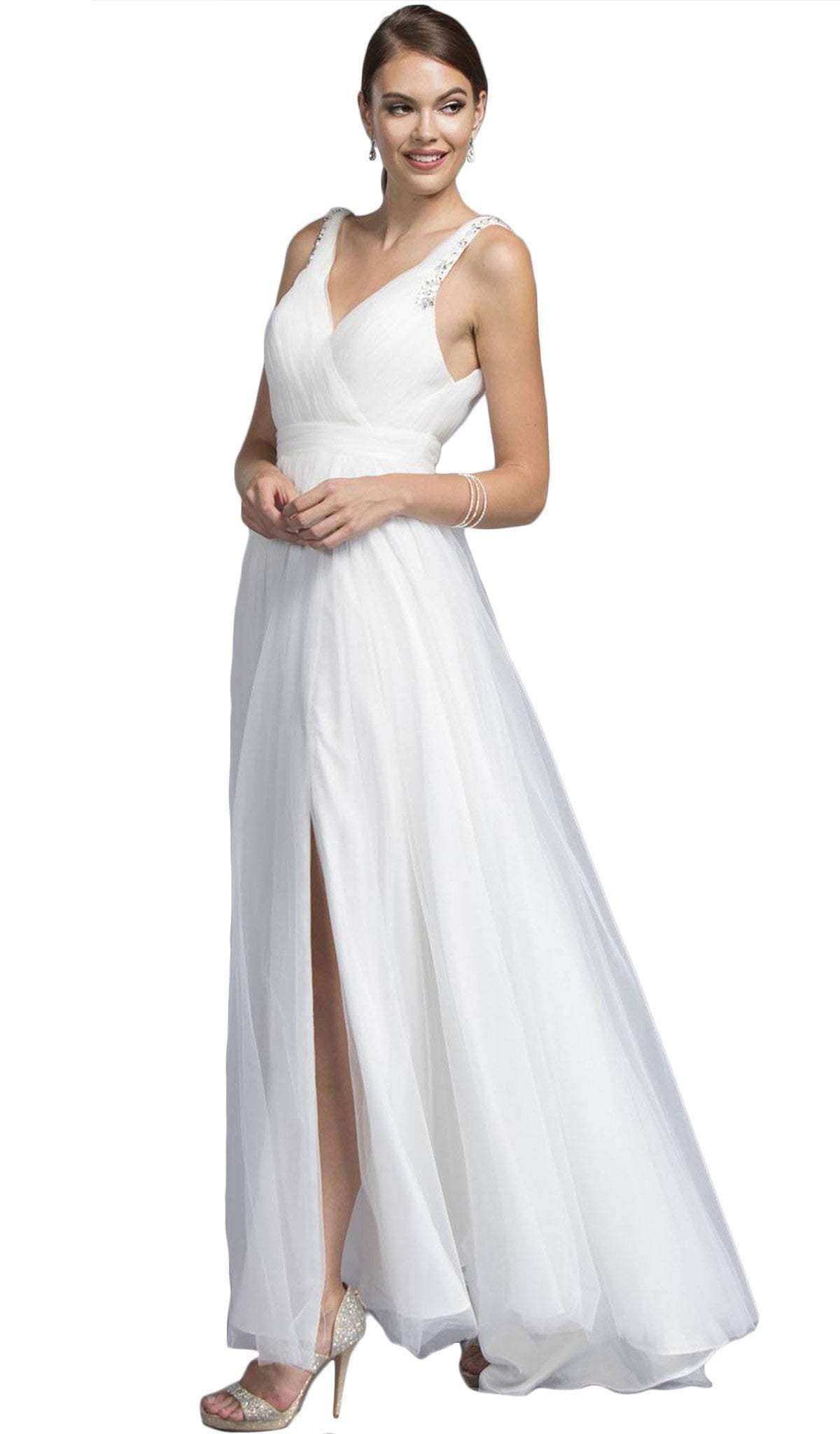Image of Aspeed Design - Embellished Ruched A-line Prom Dress
