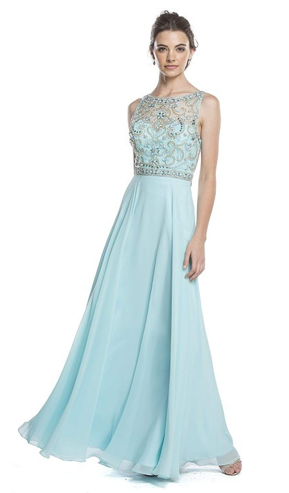 Image of Aspeed Design - Embellished Sleeveless A-Line Evening Dress