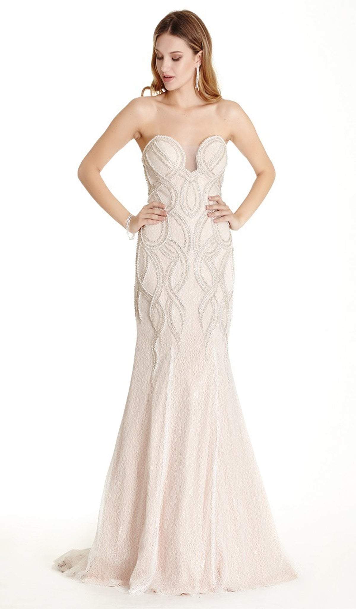 Image of Aspeed Design - Embellished Strapless Trumpet Prom Dress