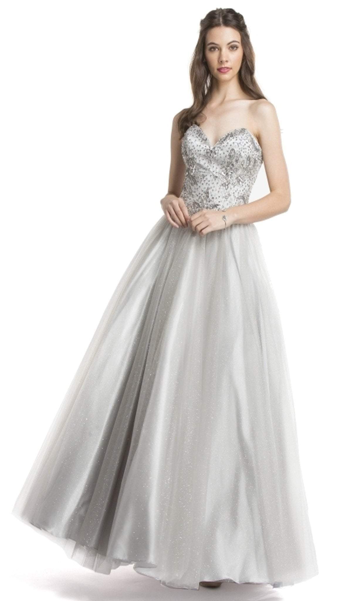 Image of Aspeed Design - Embellished Sweetheart Neckline Evening Gown