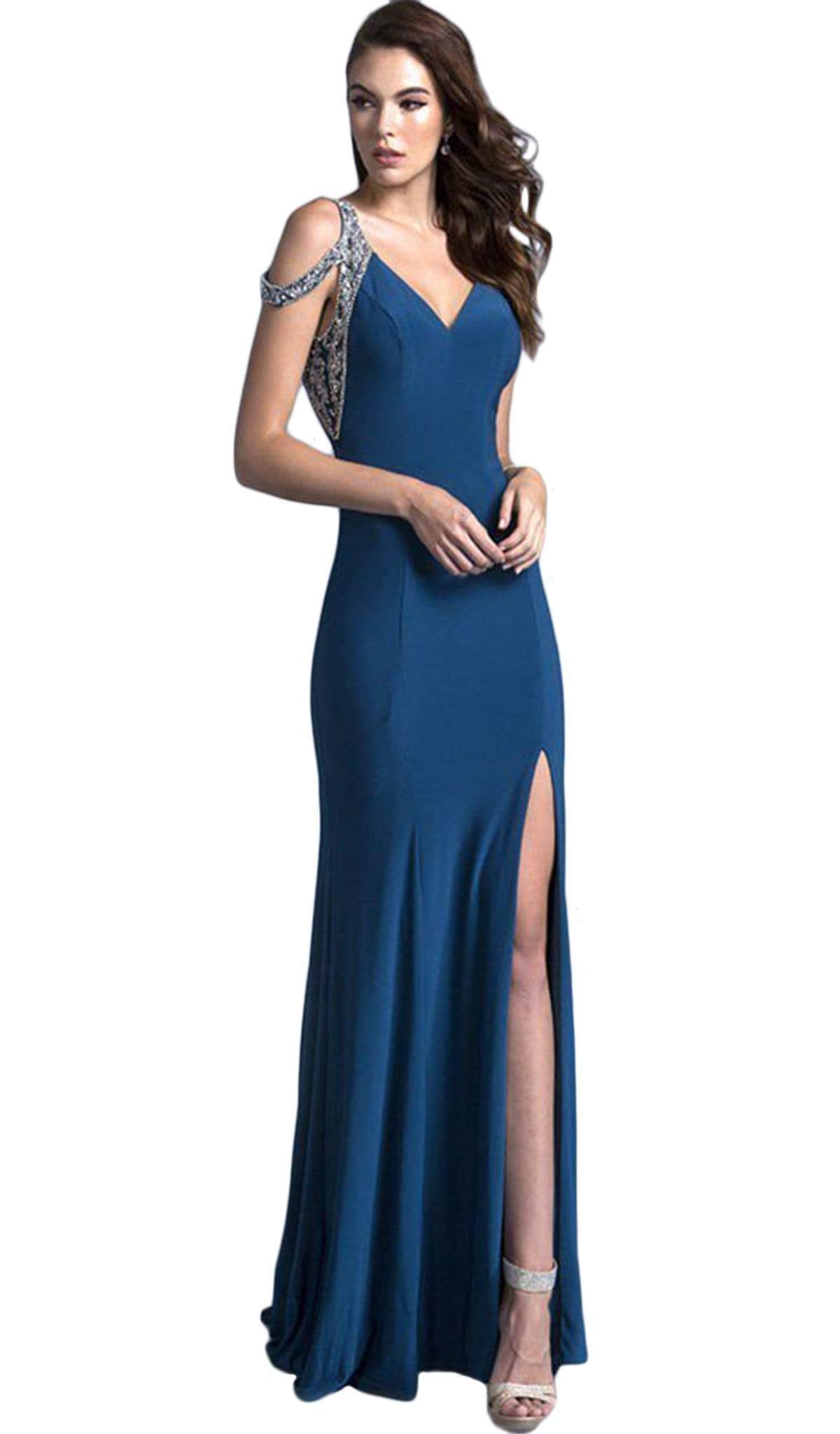 Image of Aspeed Design - Embellished V-neck Prom Fitted Gown