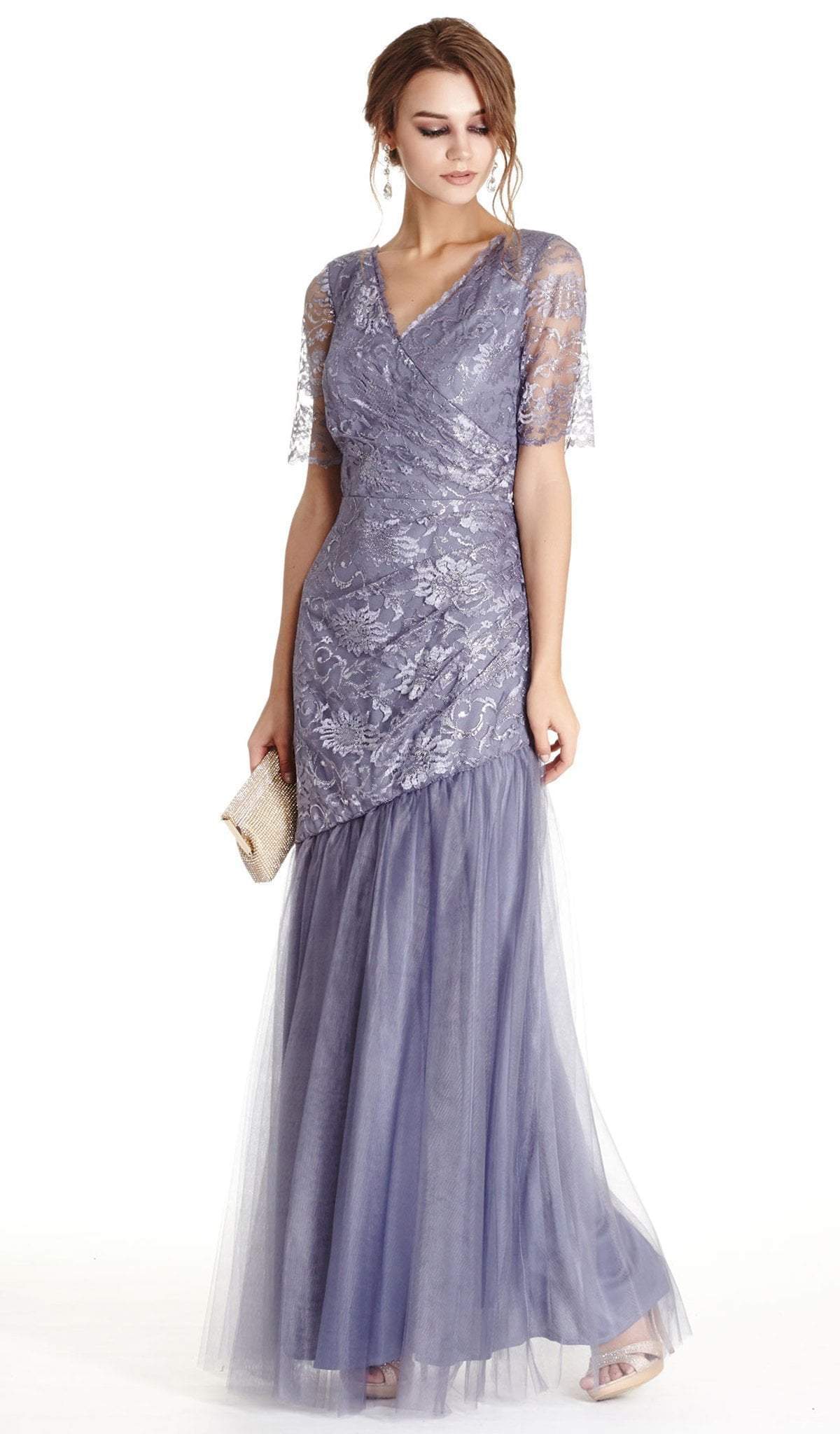 Image of Aspeed Design - Embellished V-neck Trumpet Evening Dress