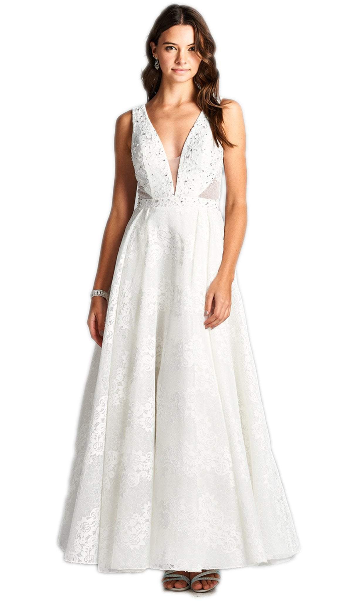 Image of Aspeed Design - Floral Lace Applique Wedding Dress