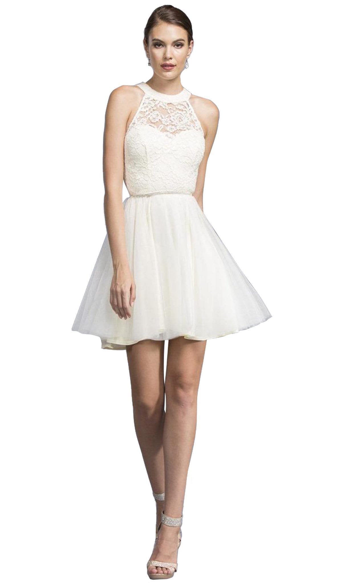Image of Aspeed Design - Halter Neck Affordable Prom Dress with Crystal Ornate Belt