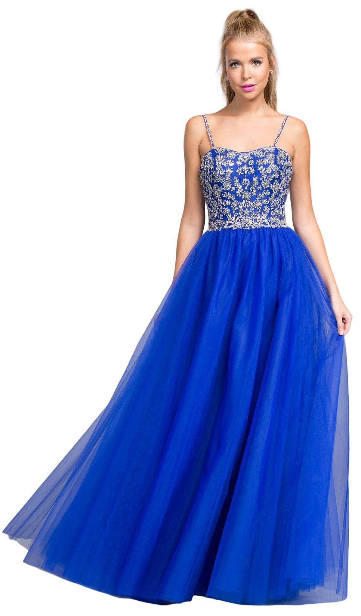 Image of Aspeed Design - Jeweled Semi-Sweetheart A-line Evening Dress