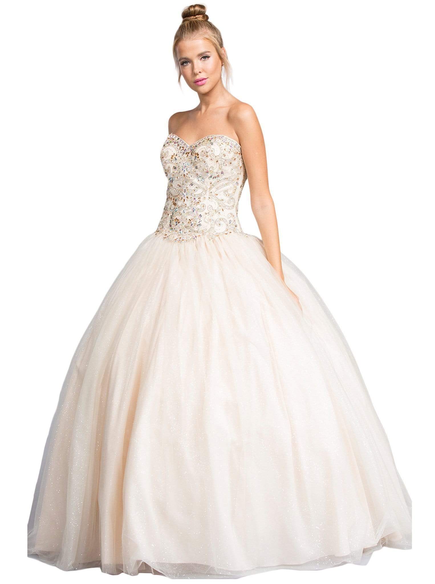 Image of Aspeed Design - Jeweled Strapless Sweetheart Evening Ballgown