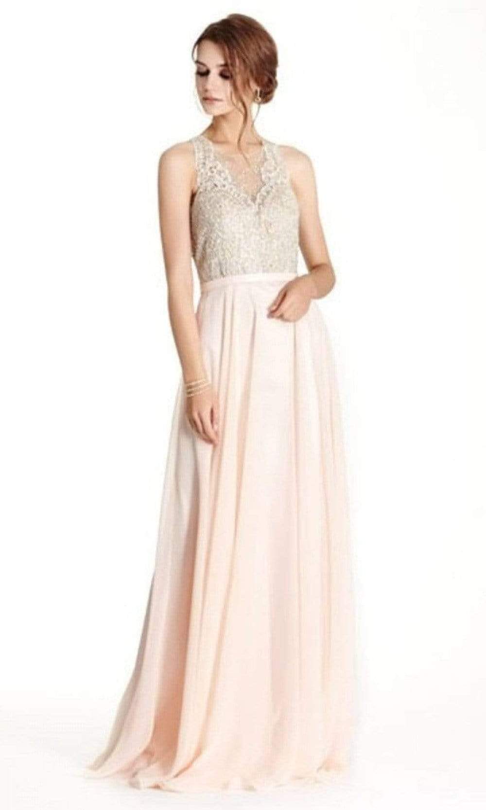 Image of Aspeed Design - L1793 Illusion Jewel Lace A-Line Dress