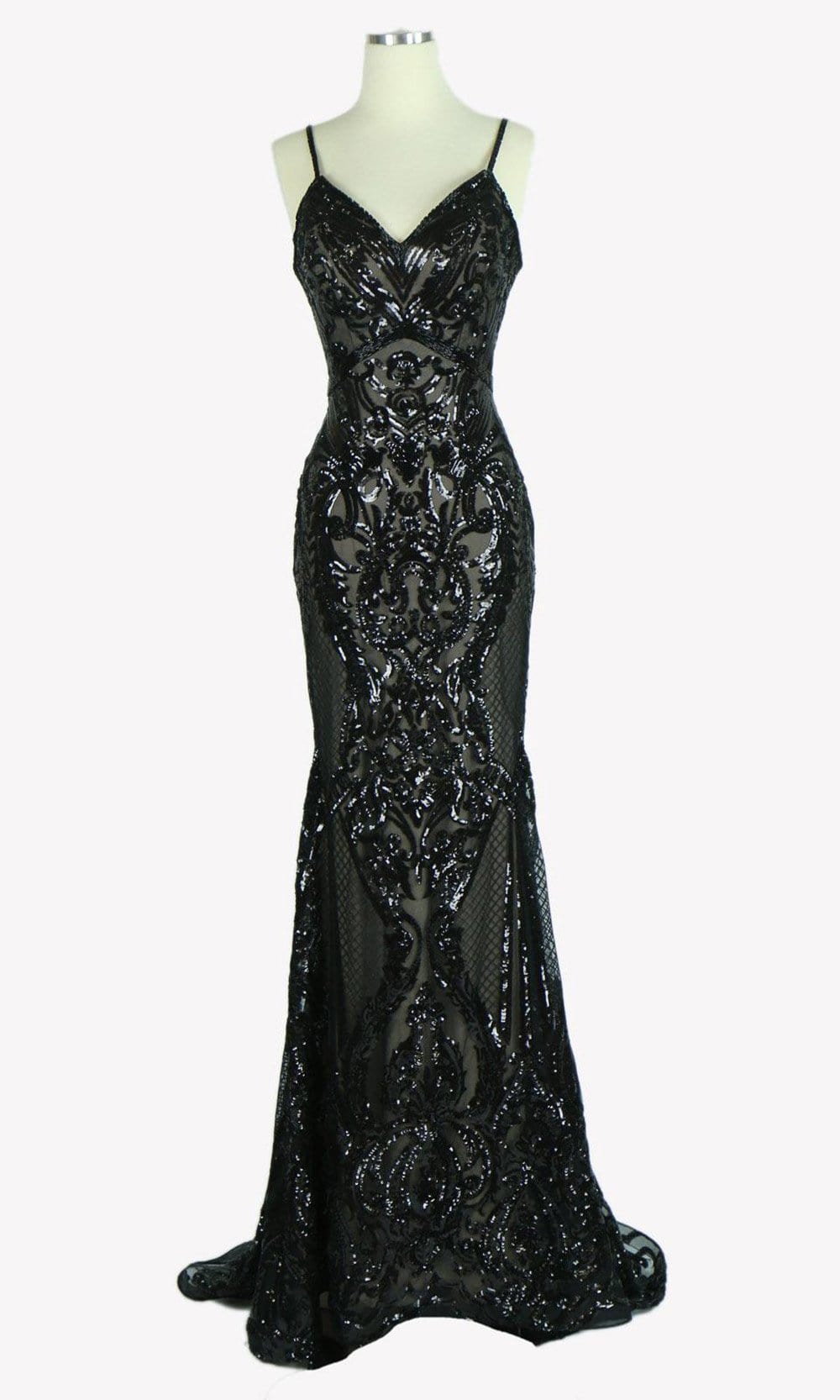 Image of Aspeed Design - L1982 Long Sequined Spaghetti Strap Dress