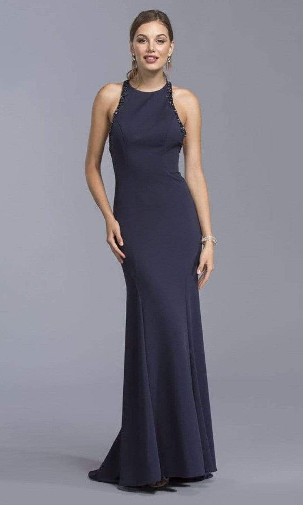 Image of Aspeed Design - L2017 Bead-Trimmed Crisscross Back Dress