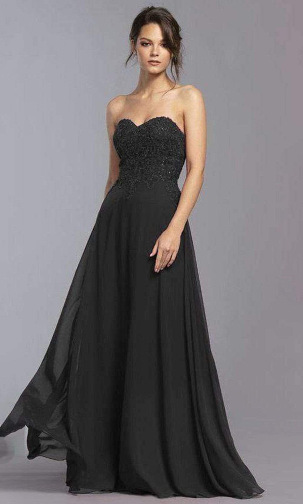 Image of Aspeed Design - L2072 Strapless Lace Applique Chiffon Dress