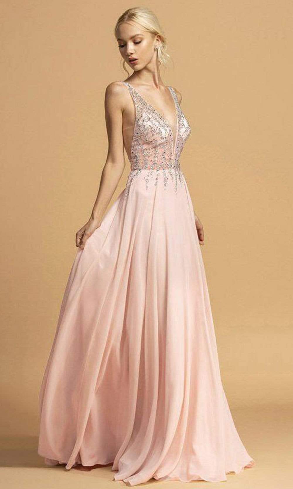 Image of Aspeed Design - L2207 Rhinestone Ornate Chiffon Long Dress