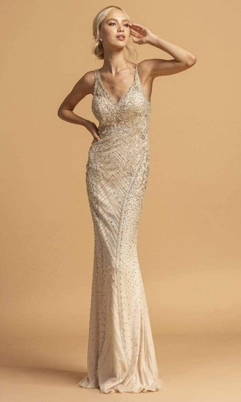 Image of Aspeed Design - L2228 Rhinestone Embellished Long Dress