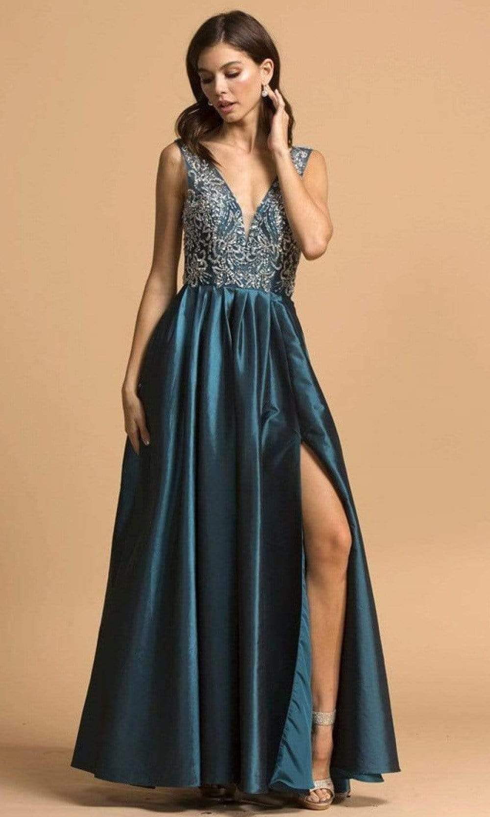 Image of Aspeed Design - L2244 Beaded Sleeveless Evening Dress