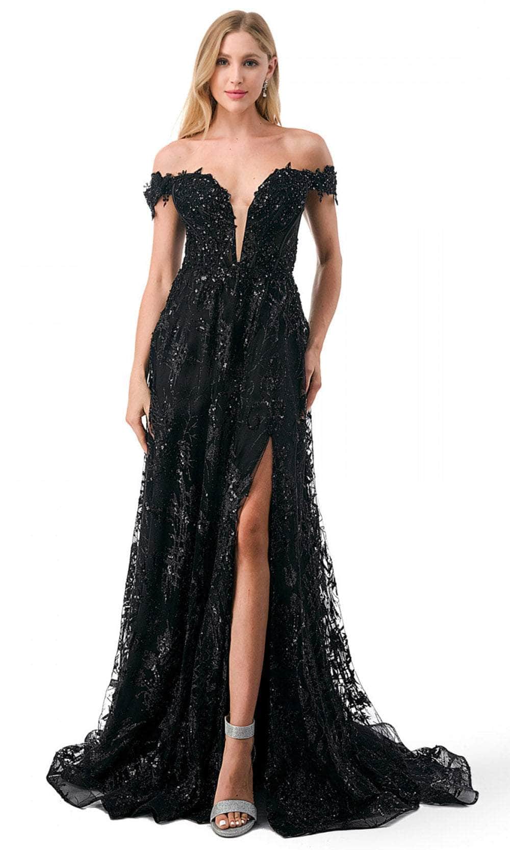 Image of Aspeed Design L2621 - Floral Sequin Off Shoulder Evening Gown