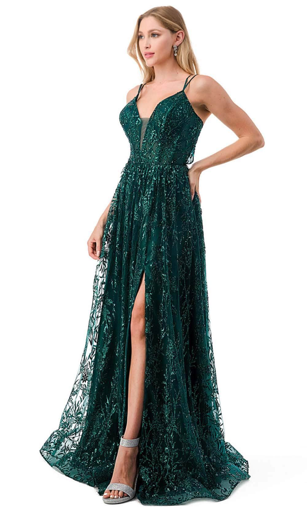 Image of Aspeed Design L2769T - Glitter Evening Prom Dress with Slit