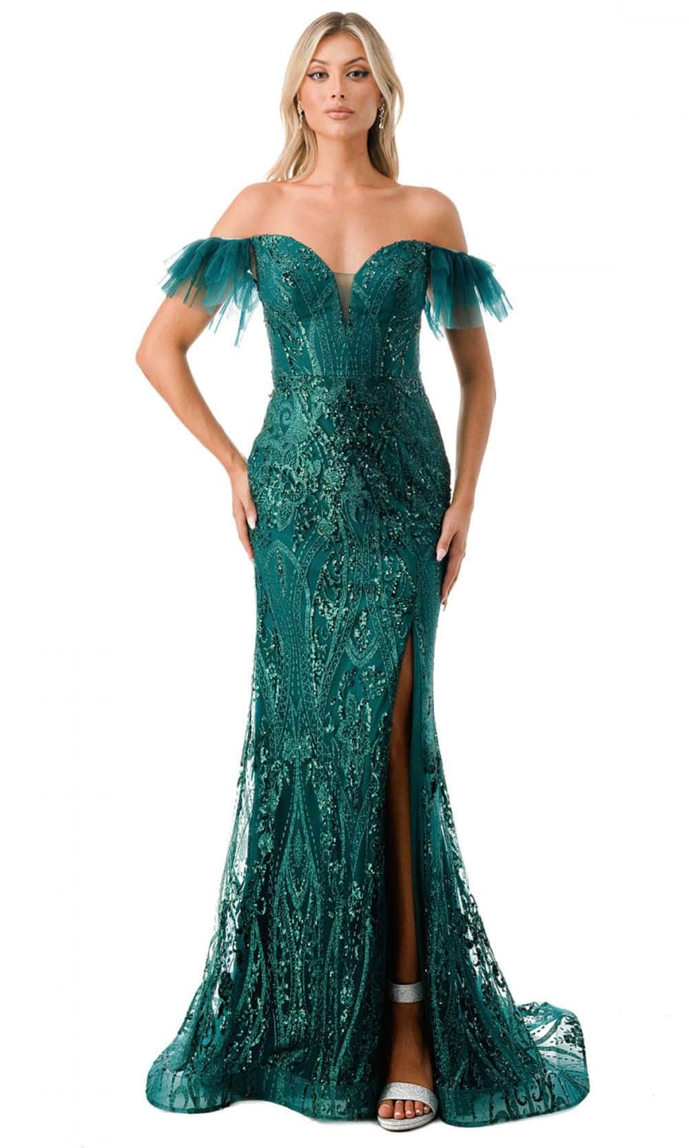 Image of Aspeed Design L2786F - Ruffled Sleeve Embellished Evening Gown
