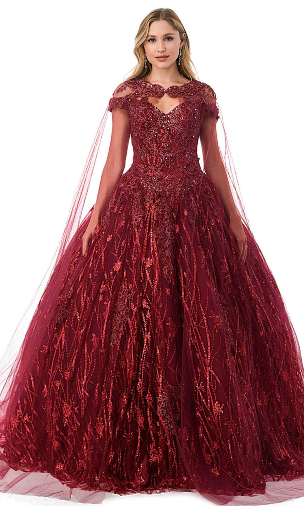 Image of Aspeed Design L2804C - Off Shoulder Beaded Ballgown With Cape