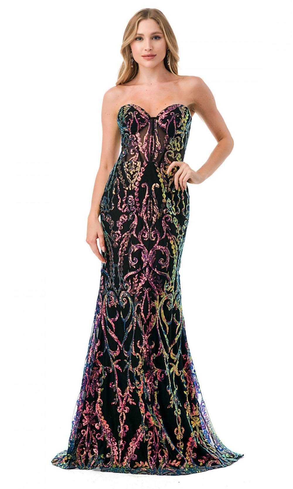 Image of Aspeed Design L2815F - Strapless Glitter Prom Dress