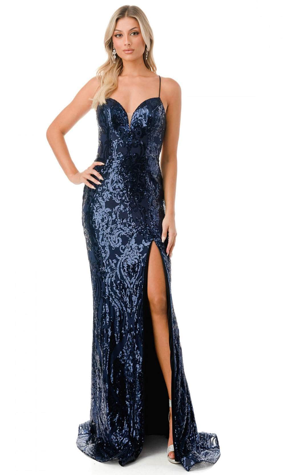 Image of Aspeed Design L2819Y - Sequin Sweetheart Prom Dress