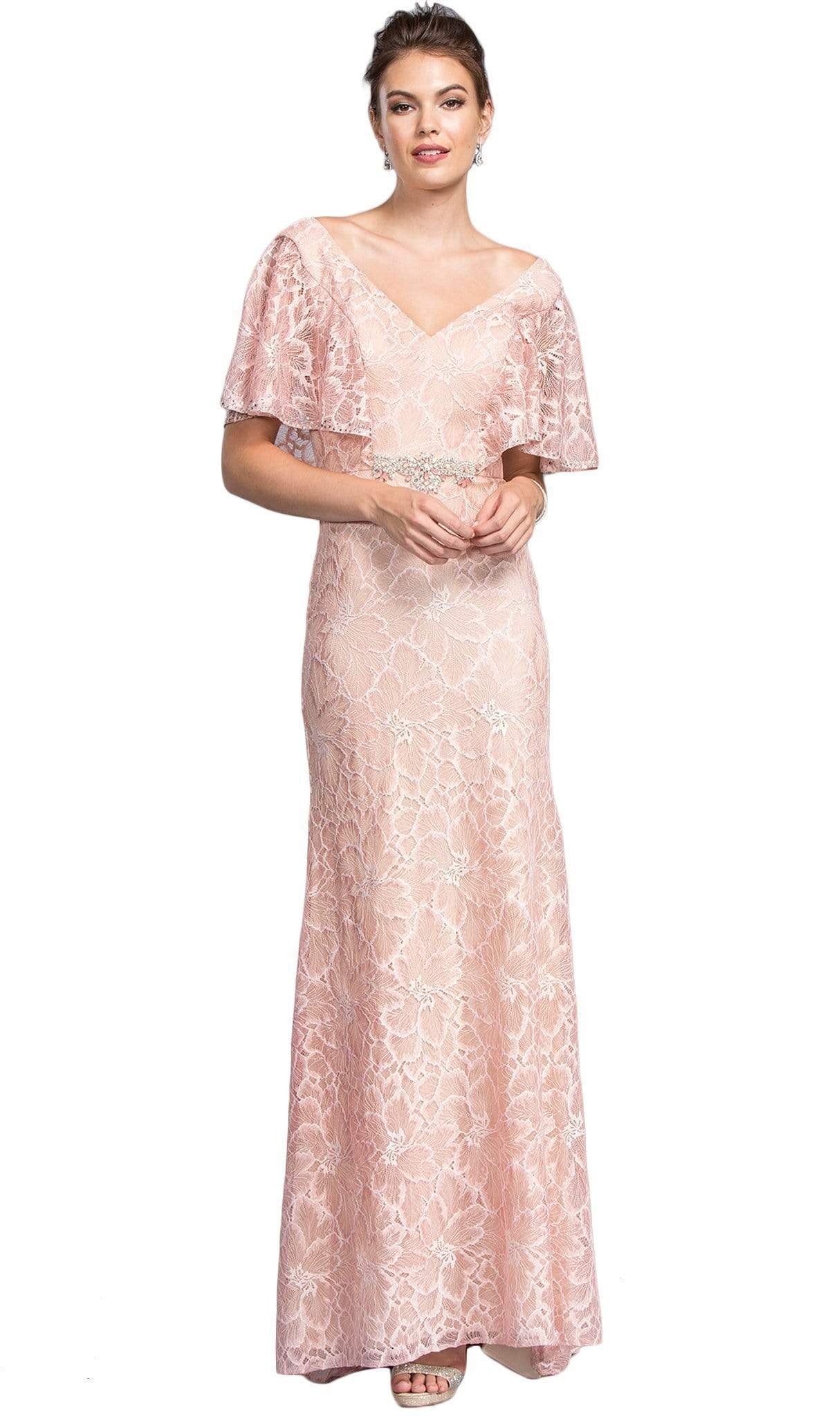 Image of Aspeed Design - Lace Wide V-neck Mother of Bride Dress