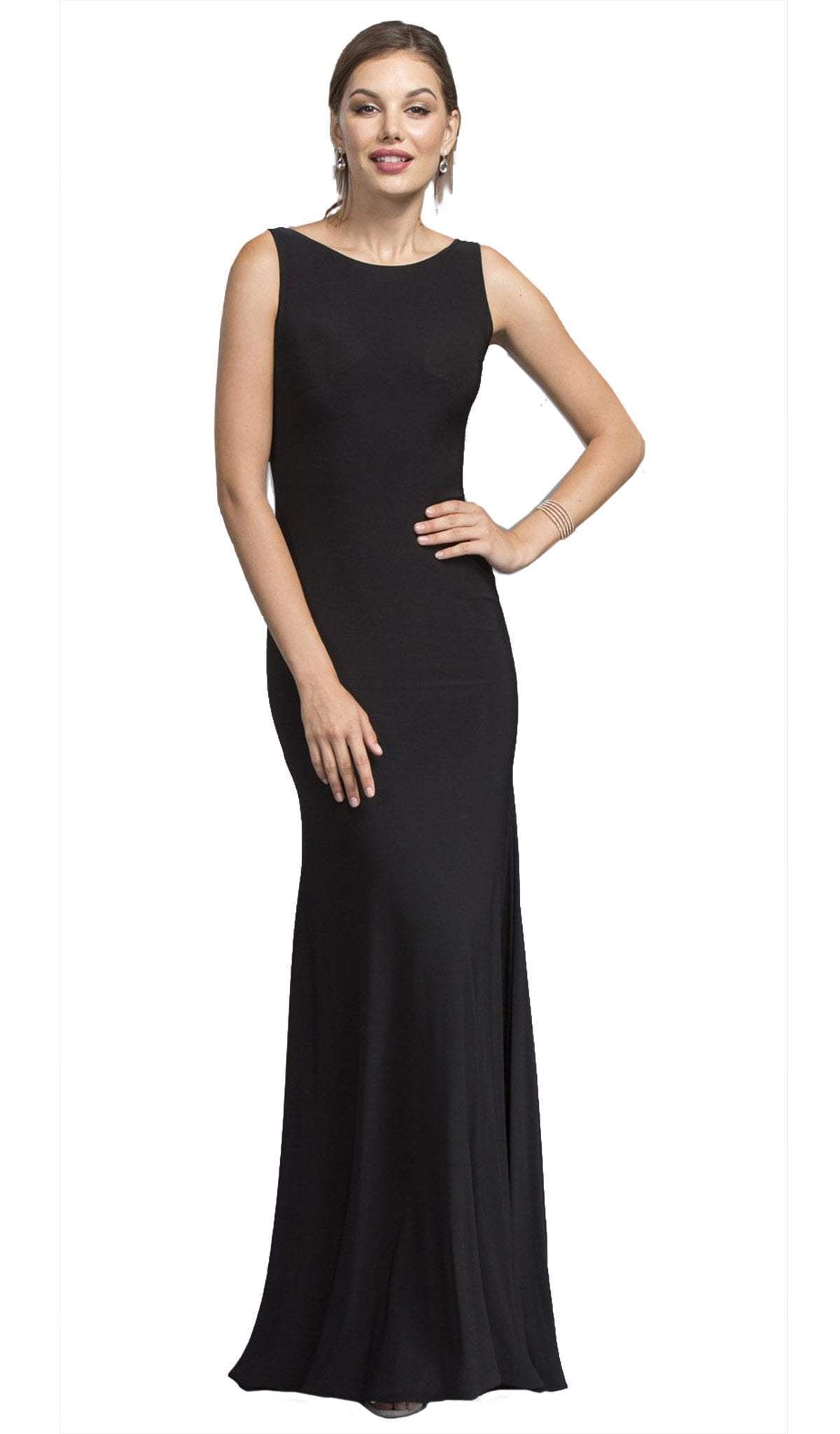 Image of Aspeed Design - Long Black Affordable Prom Dress with Illusion Back