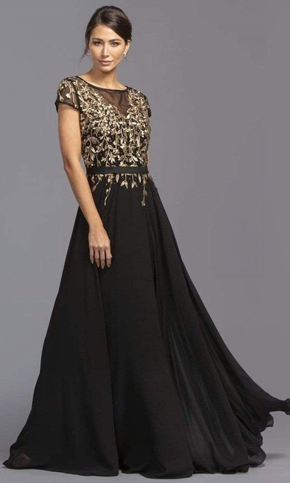 Image of Aspeed Design - M2071 Modest Embroidered Chiffon Dress