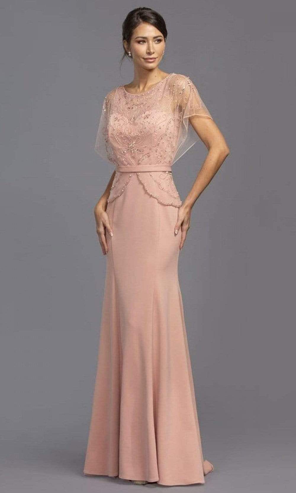 Image of Aspeed Design - M2136 Modest Pearl Embellished Sheath Dress