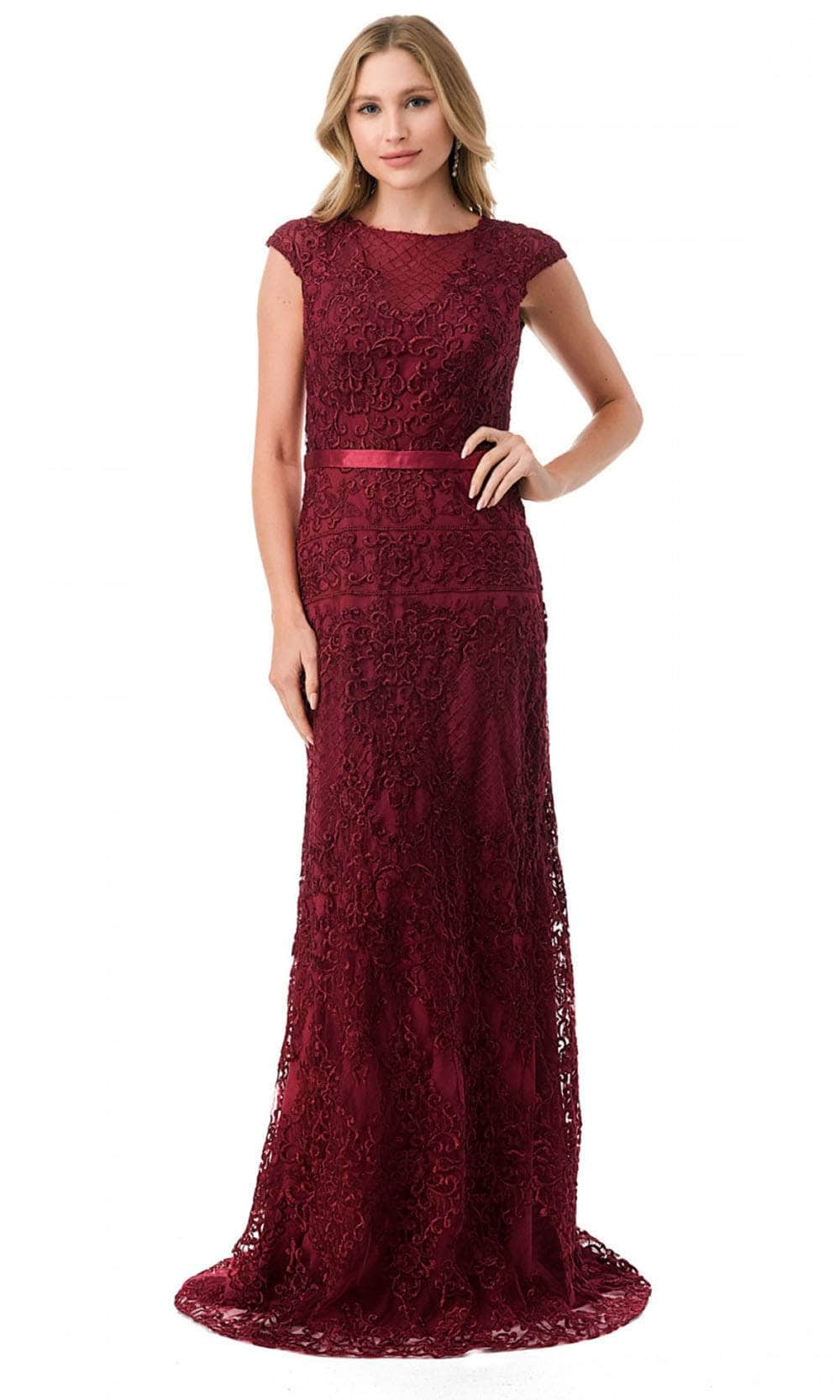 Image of Aspeed Design M2732 - Cap Sleeve Embroidered Formal Dress