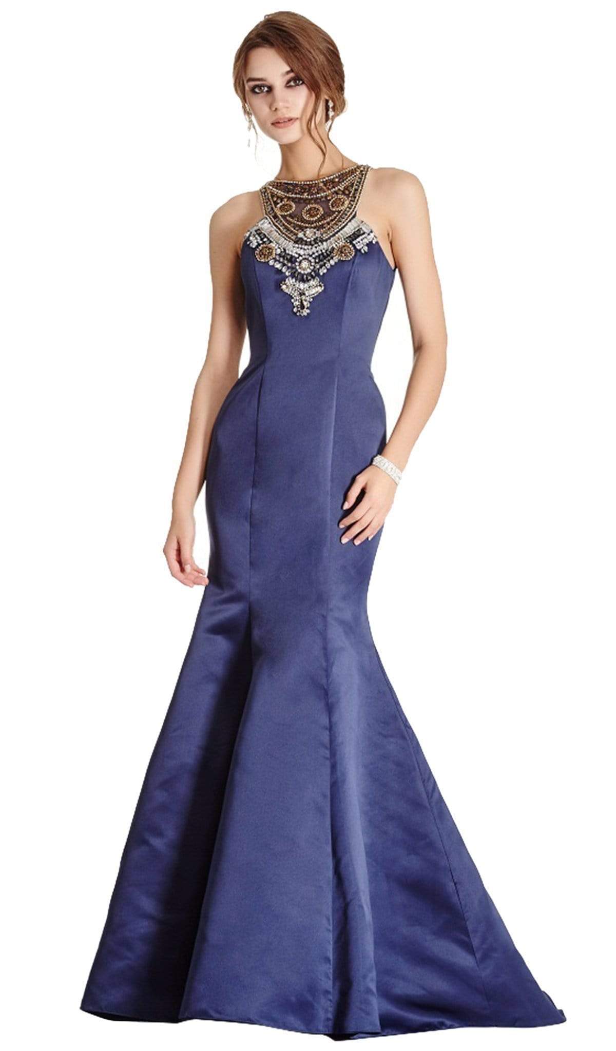 Image of Aspeed Design - Ornate Halter Neck Trumpet Evening Gown