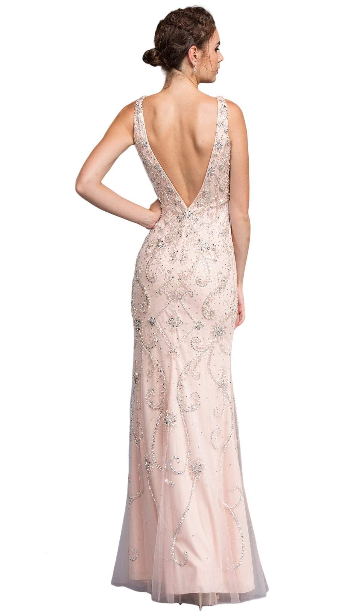 Image of Aspeed Design - Ornate V-neck Fitted Evening Dress