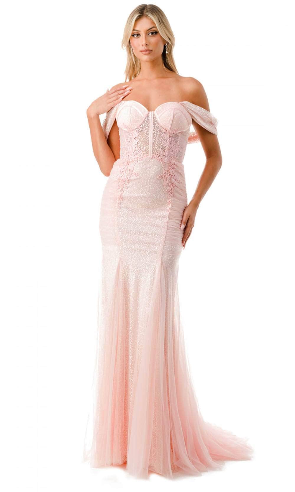 Image of Aspeed Design P2100 - Off Shoulder Bustier Prom Dress