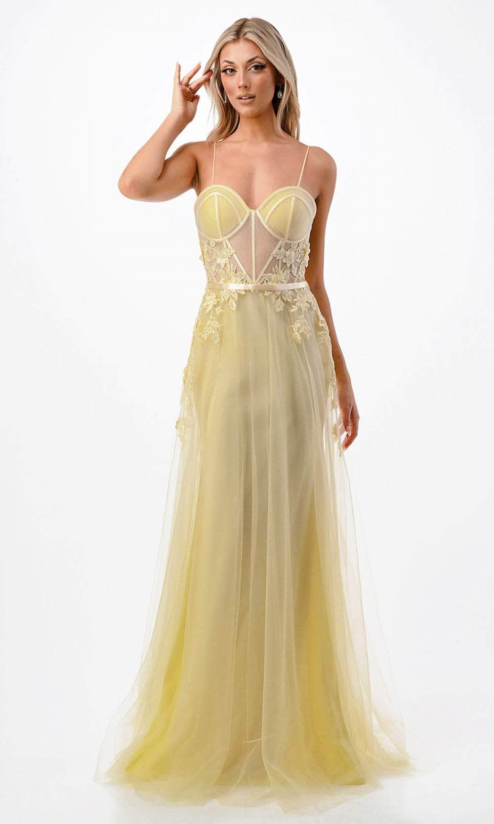 Image of Aspeed Design P2110 - Sleeveless Lace Applique Embellished Prom Dress