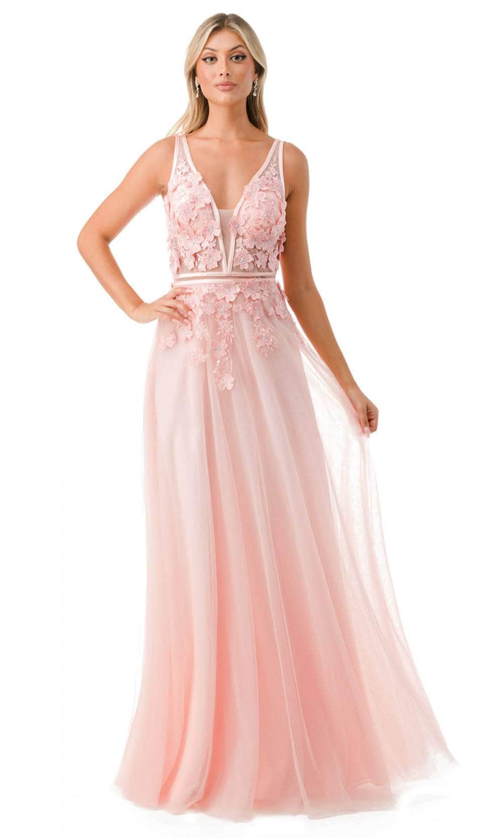 Image of Aspeed Design P2114 - Floral Appliqued A-Line Prom Gown