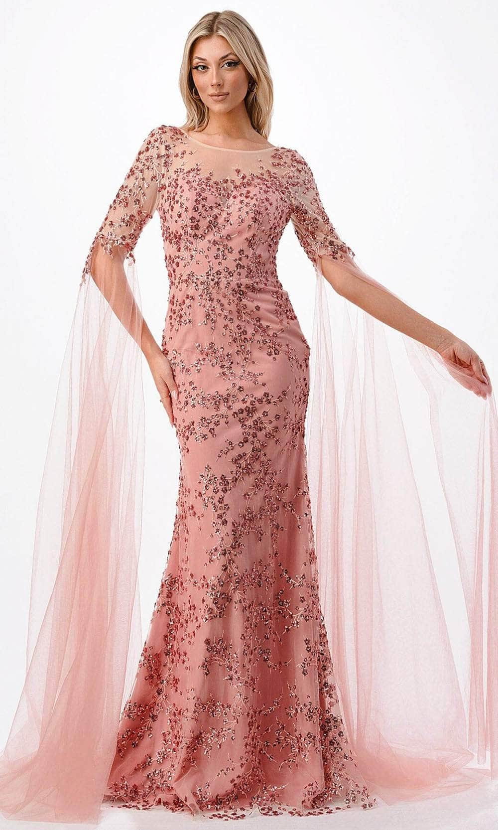 Image of Aspeed Design P2221 - Cape Sleeve Mermaid Evening Gown