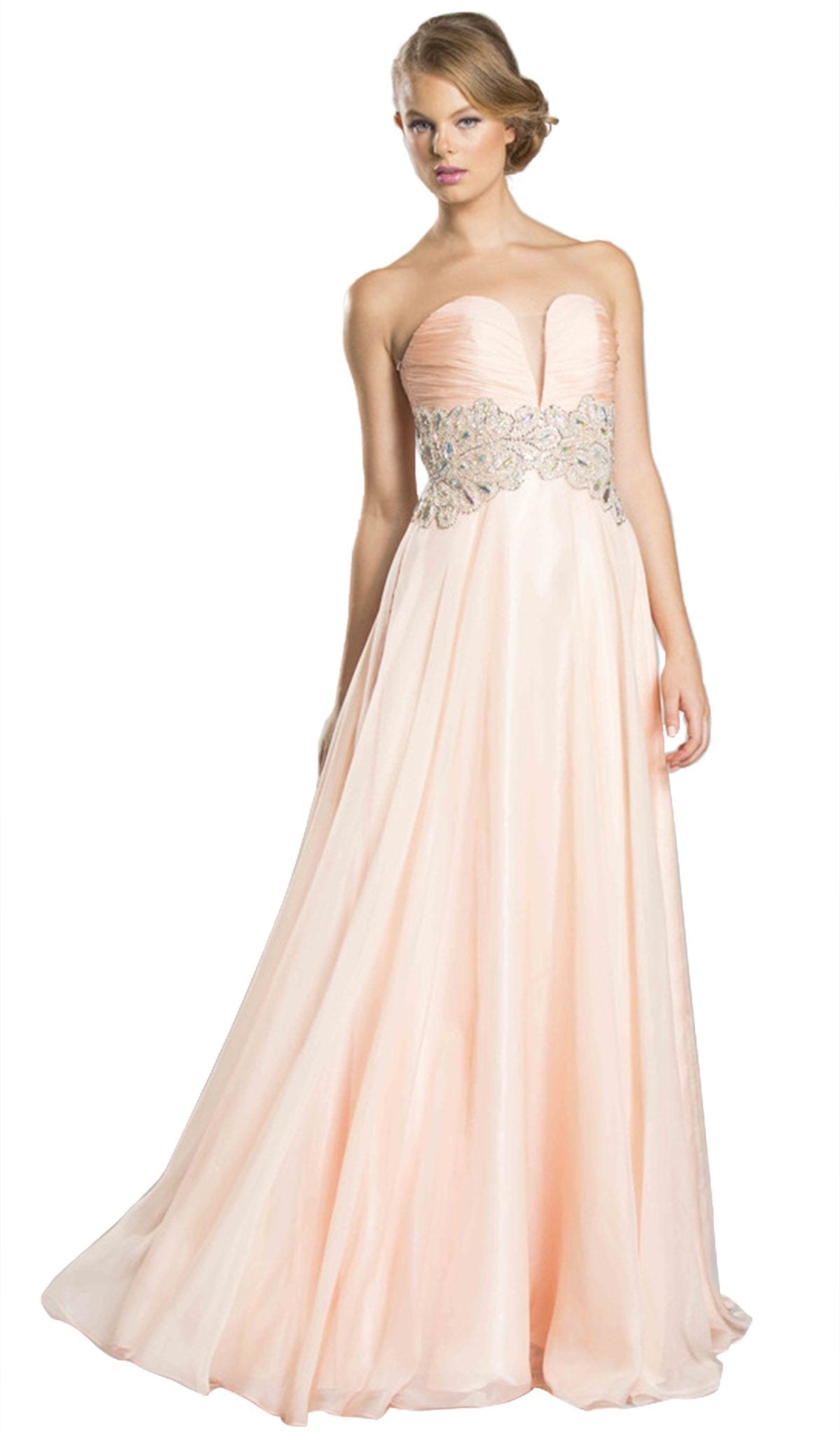 Image of Aspeed Design - Plunge Sweetheart Neckline Strapless A-Line Prom Dress