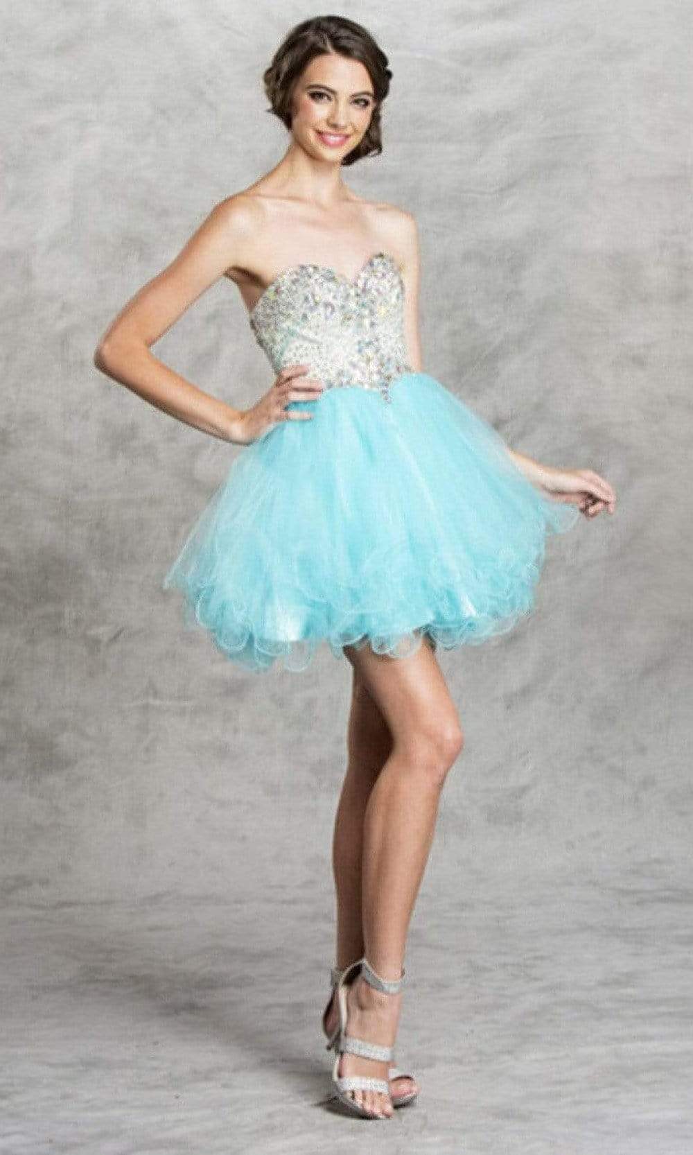 Image of Aspeed Design - S1410 Beaded Sweetheart Bodice Fit And Flare Dress