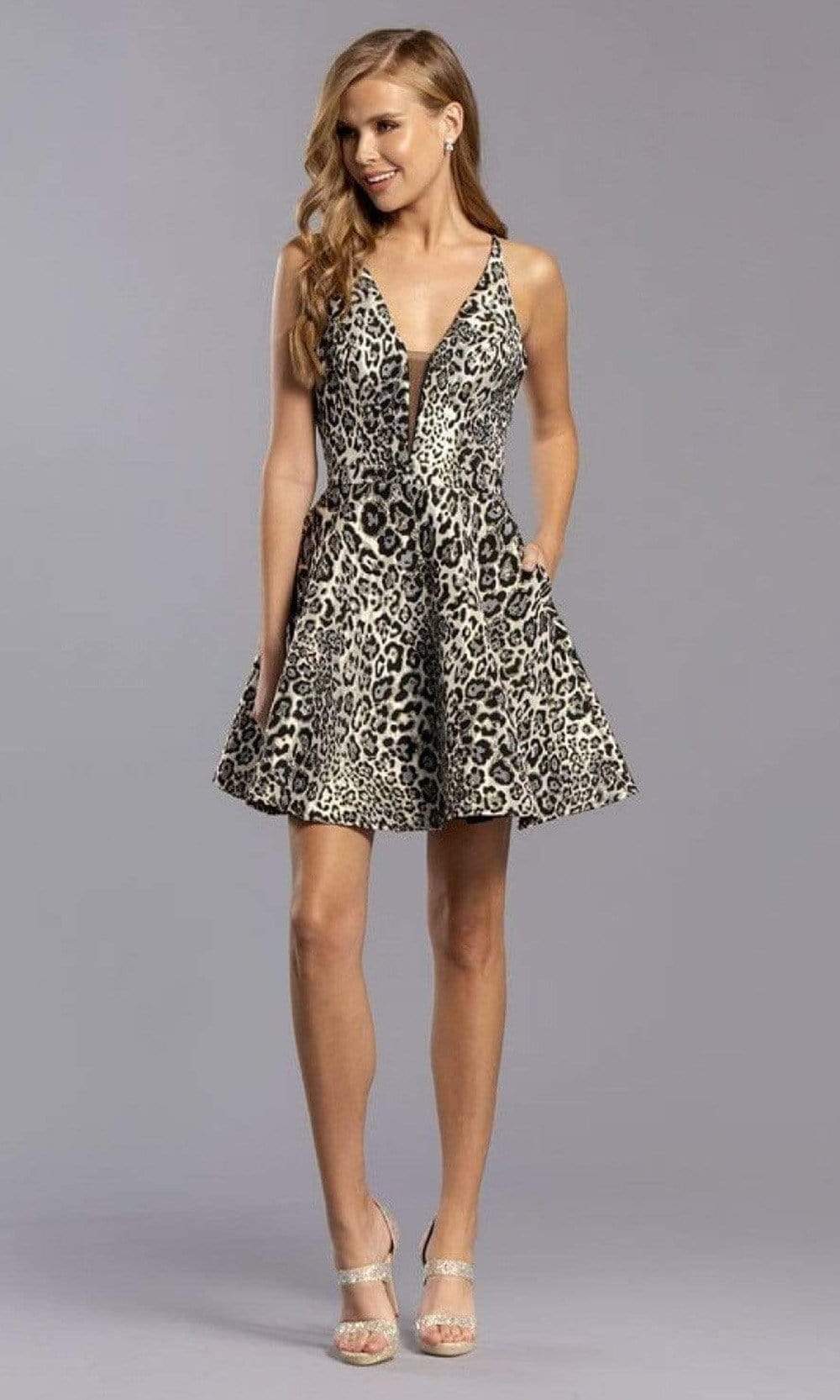 Image of Aspeed Design - S2345 Animal Print Sexy Back Short Dress