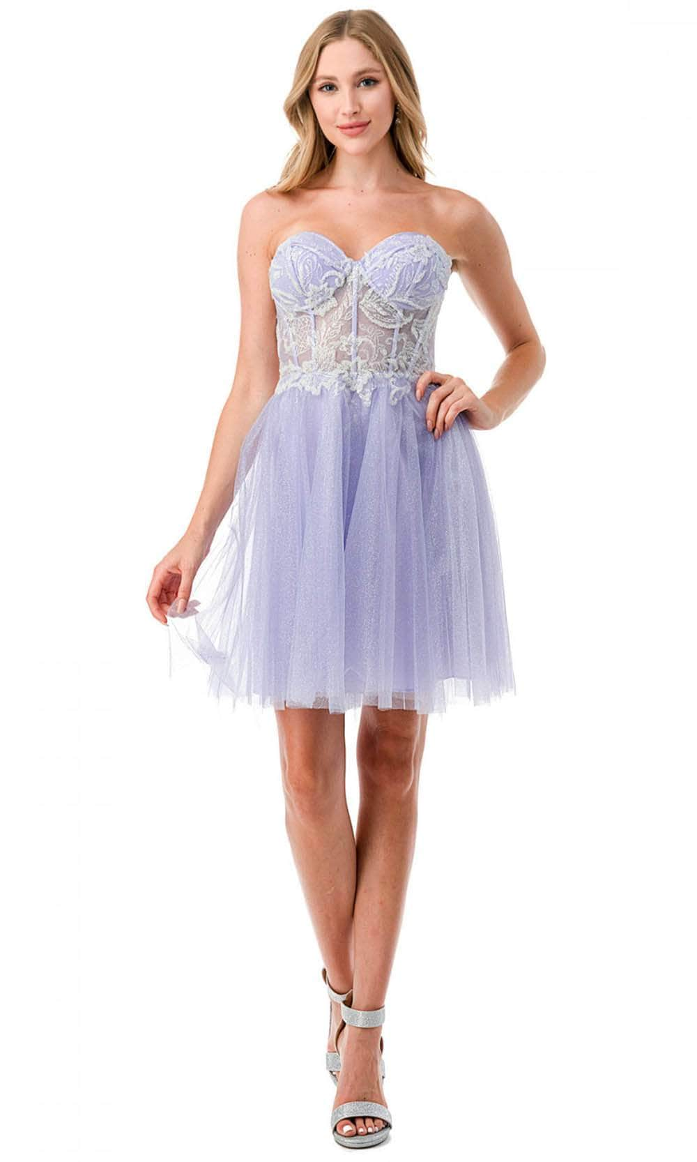 Image of Aspeed Design S2745B - Embroidered Strapless Cocktail Dress