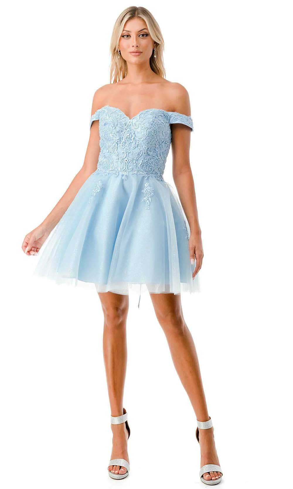 Image of Aspeed Design S2752C - Lace Off Shoulder Homecoming Dress