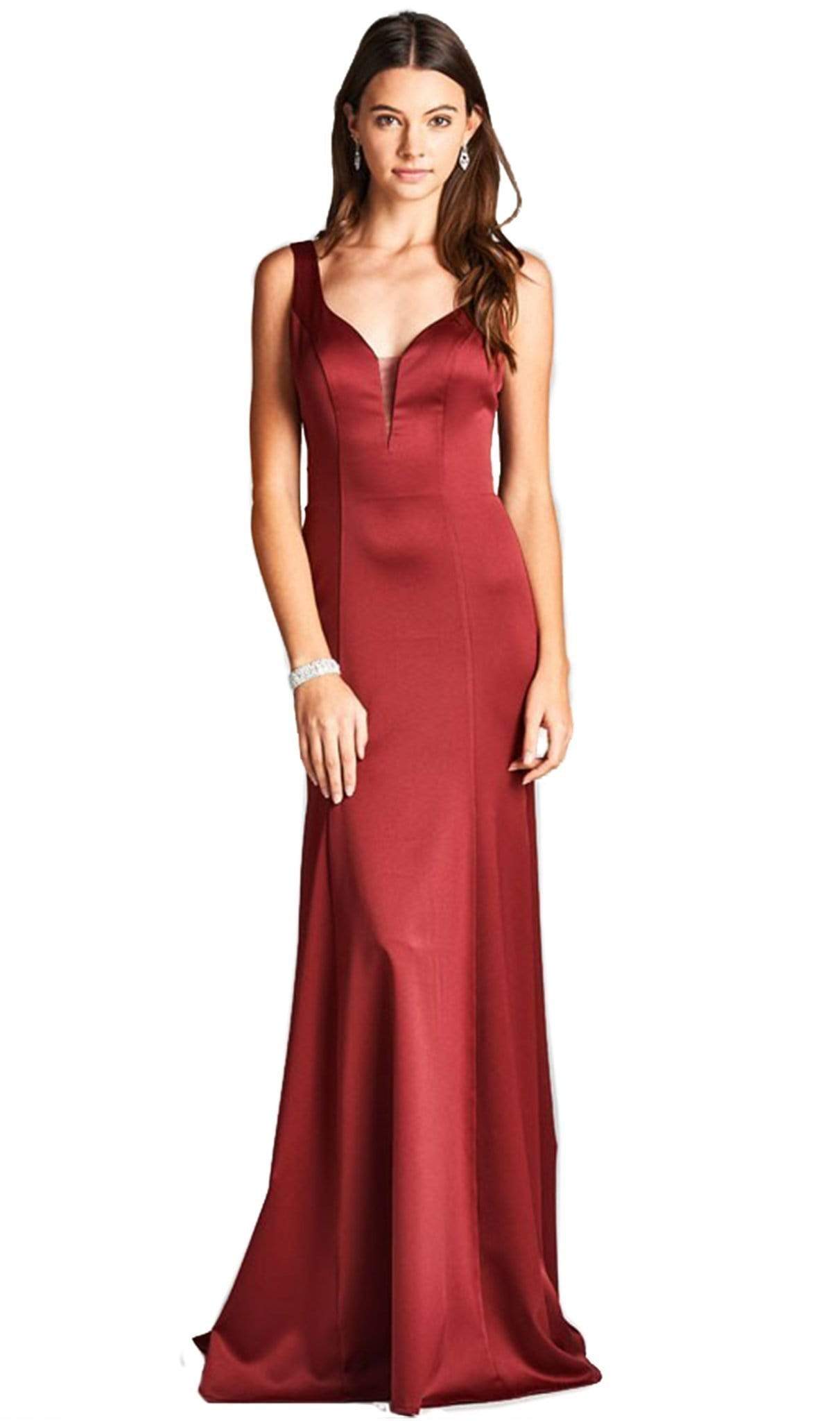 Image of Aspeed Design - Sheer V-Neck Sleeveless Affordable Prom Dress