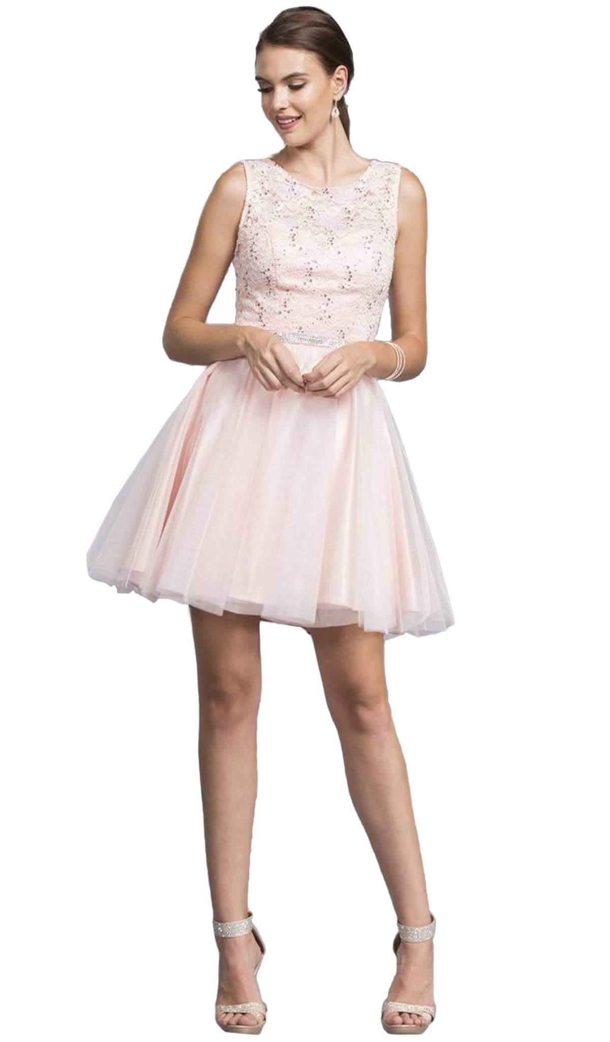 Image of Aspeed Design - Sleeveless Lace and Tulle Cocktail Dress
