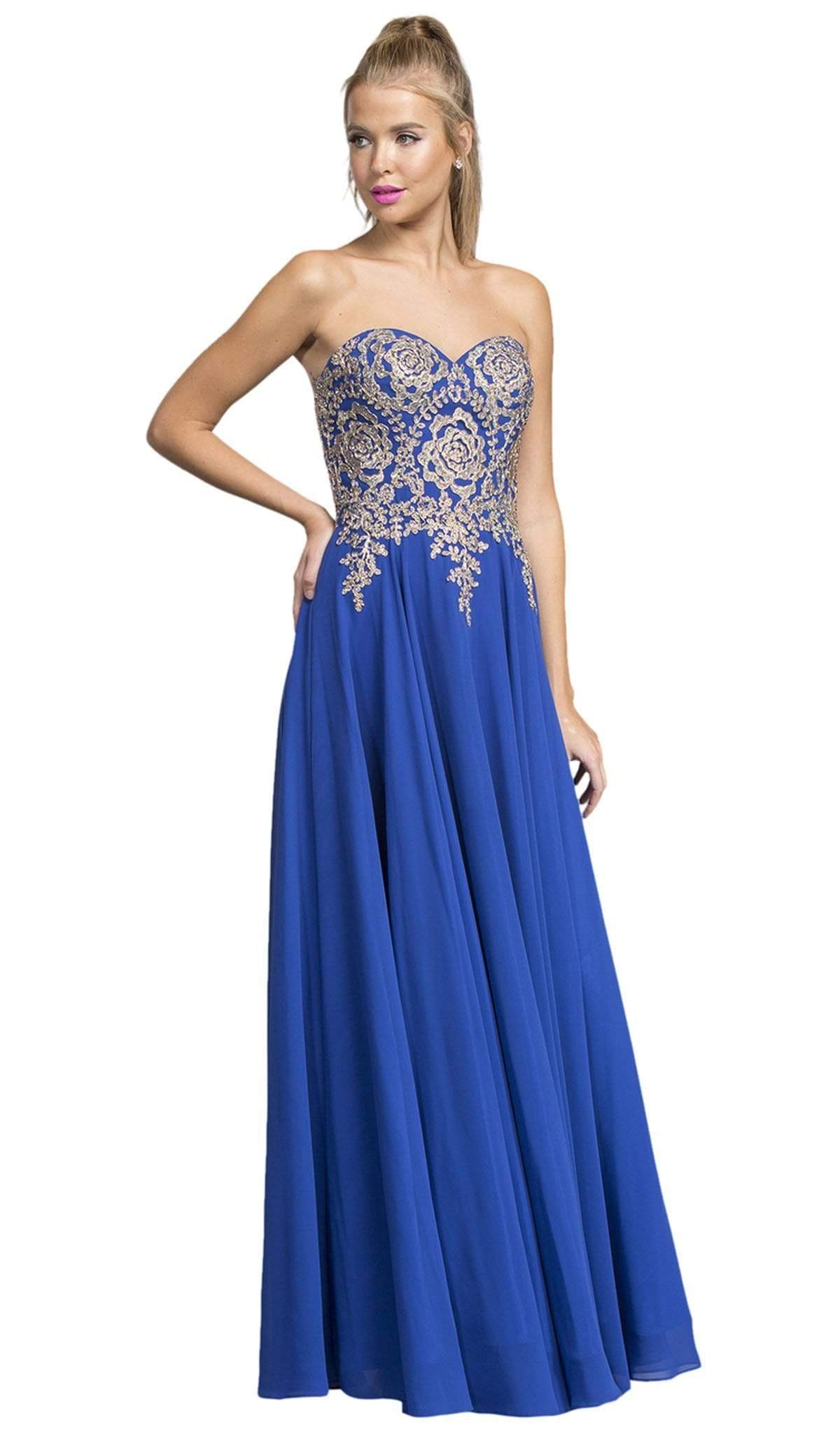 Image of Aspeed Design - Strapless Applique Sweetheart Prom Dress