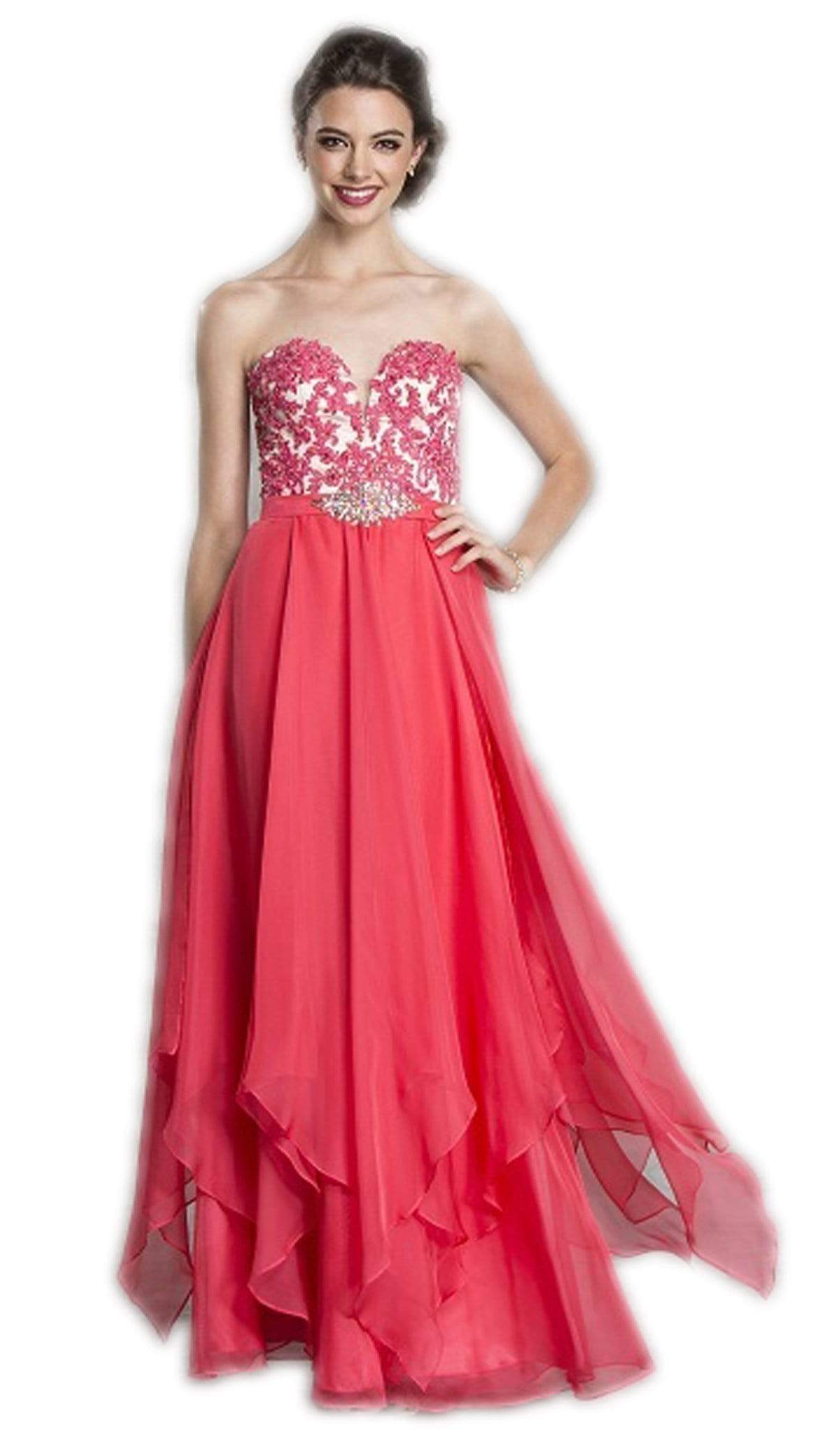 Image of Aspeed Design - Strapless Pleated A-Line Evening Dress