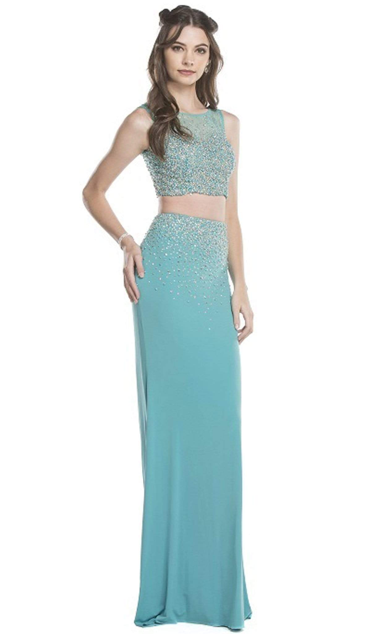 Image of Aspeed Design - Two Piece Sheer Embellished Evening Dress