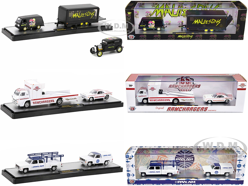 Image of Auto Haulers Set of 3 Trucks Release 66 Limited Edition to 9600 pieces Worldwide 1/64 Diecast Models by M2 Machines